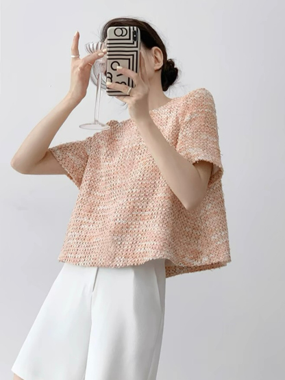 Narice Textured Top & Teaga Mid-Length Pants-The Black Bow-
