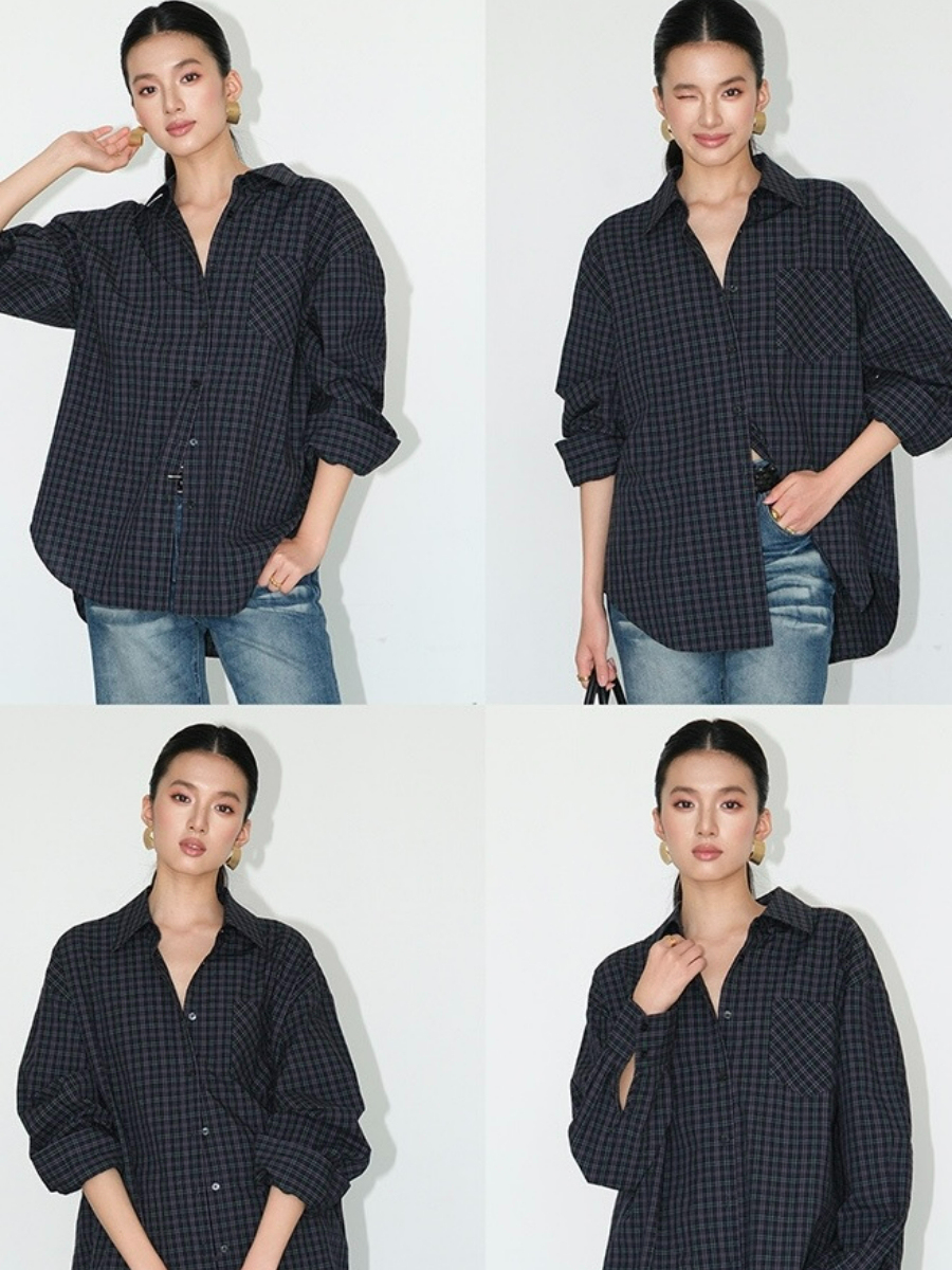 Jen Oversized Checked Shirt-The Black Bow-