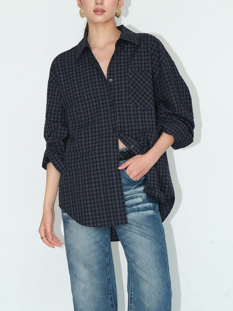 Jen Oversized Checked Shirt-The Black Bow-