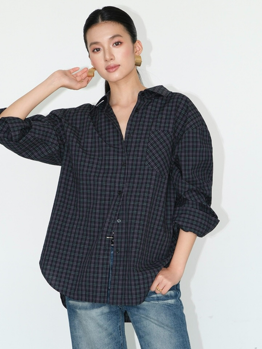 Jen Oversized Checked Shirt-The Black Bow-