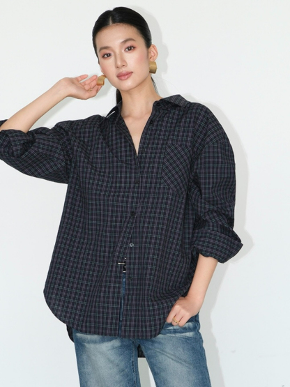 Jen Oversized Checked Shirt-The Black Bow-