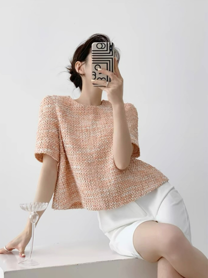 Narice Textured Top & Teaga Mid-Length Pants-The Black Bow-