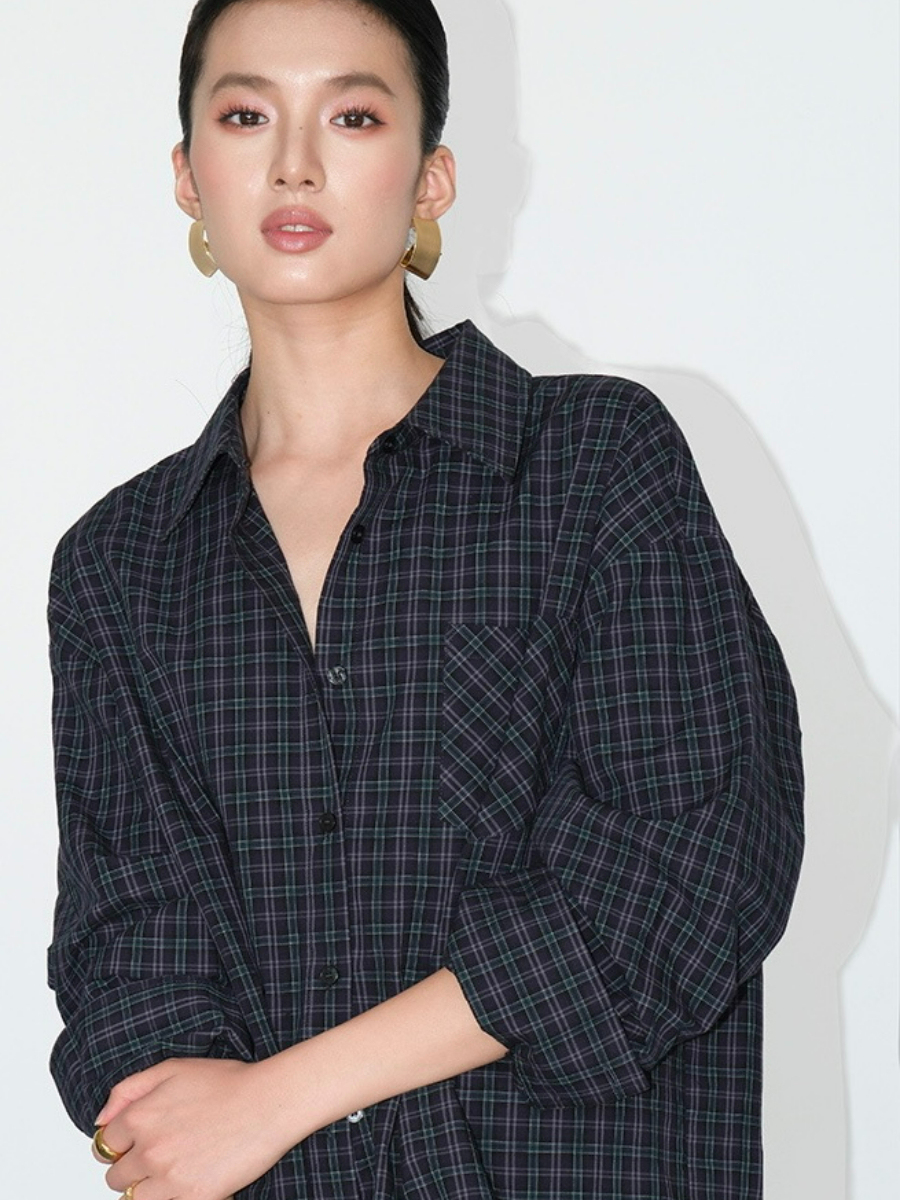 Jen Oversized Checked Shirt-The Black Bow-