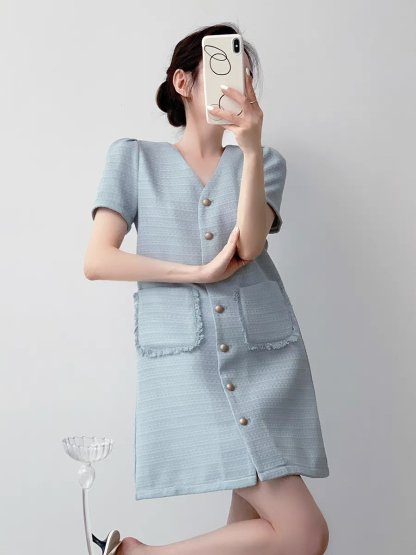 Naveen Textured Mini Dress-The Black Bow-