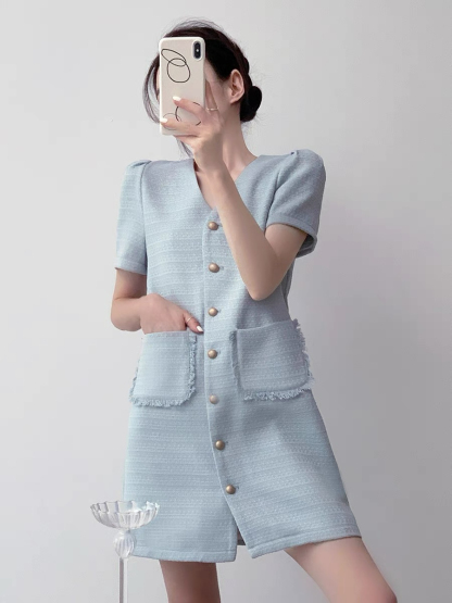 Naveen Textured Mini Dress-The Black Bow-