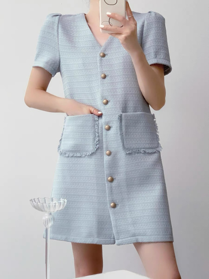 Naveen Textured Mini Dress-The Black Bow-