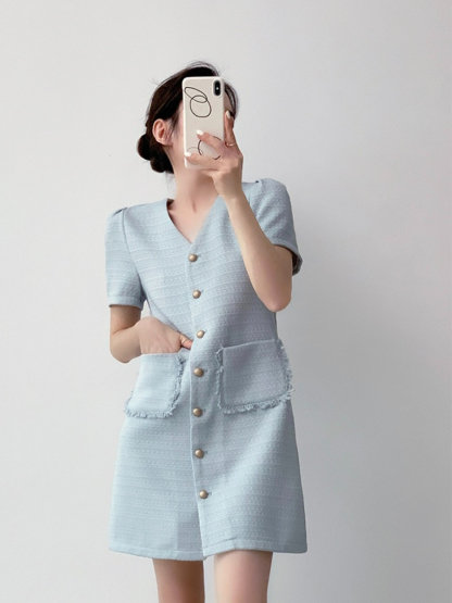 Naveen Textured Mini Dress-The Black Bow-