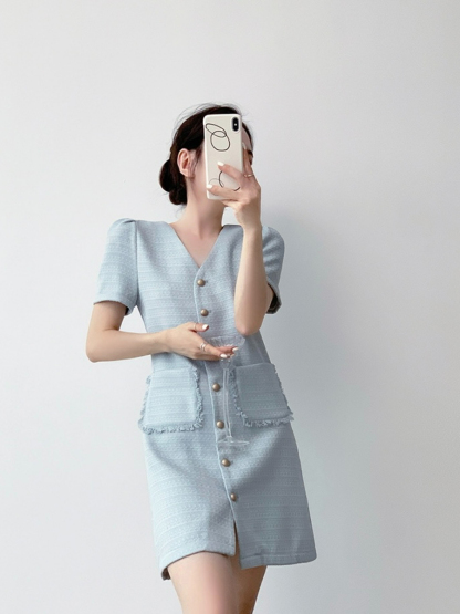 Naveen Textured Mini Dress-The Black Bow-