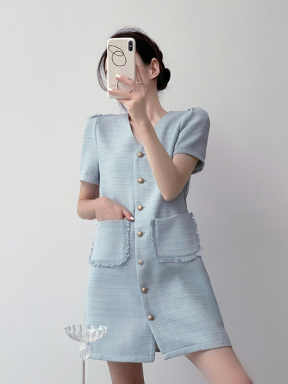 Naveen Textured Mini Dress-The Black Bow-