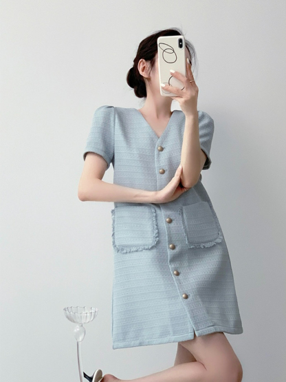 Naveen Textured Mini Dress-The Black Bow-