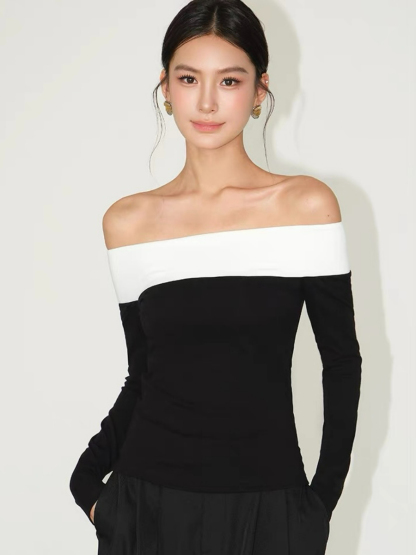 Faey Off Shoulder Color Binding Top