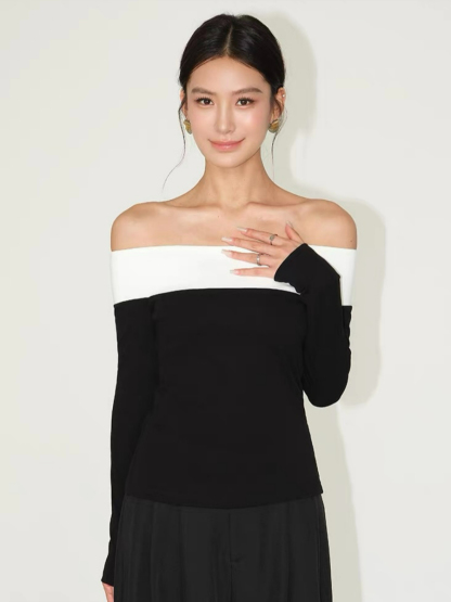 Faey Off Shoulder Color Binding Top