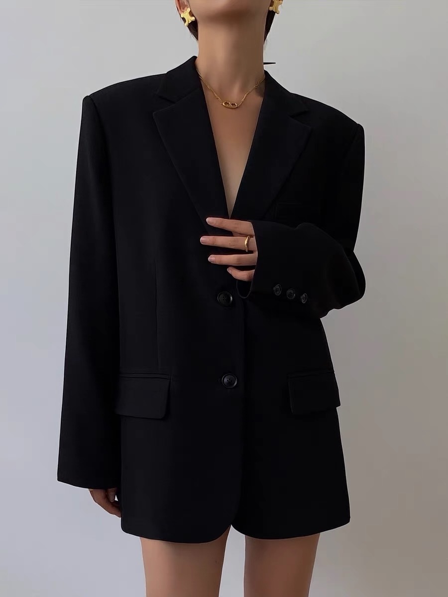 Kelsyn Sleek & Designer Oversized Padded Shoulder Blazer-The Black Bow-