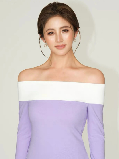 Faey Off Shoulder Color Binding Top