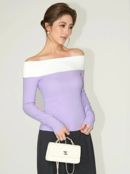 Faey Off Shoulder Color Binding Top