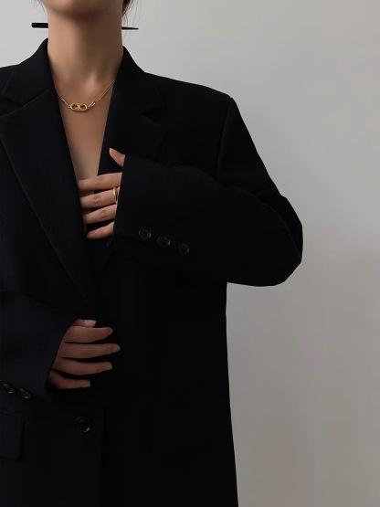 Kelsyn Sleek & Designer Oversized Padded Shoulder Blazer-The Black Bow-