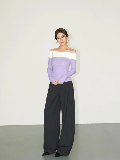Faey Off Shoulder Color Binding Top