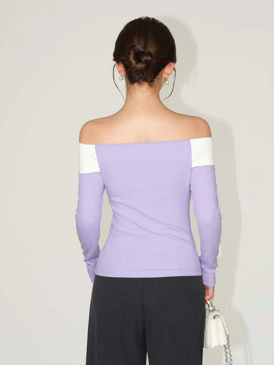 Faey Off Shoulder Color Binding Top