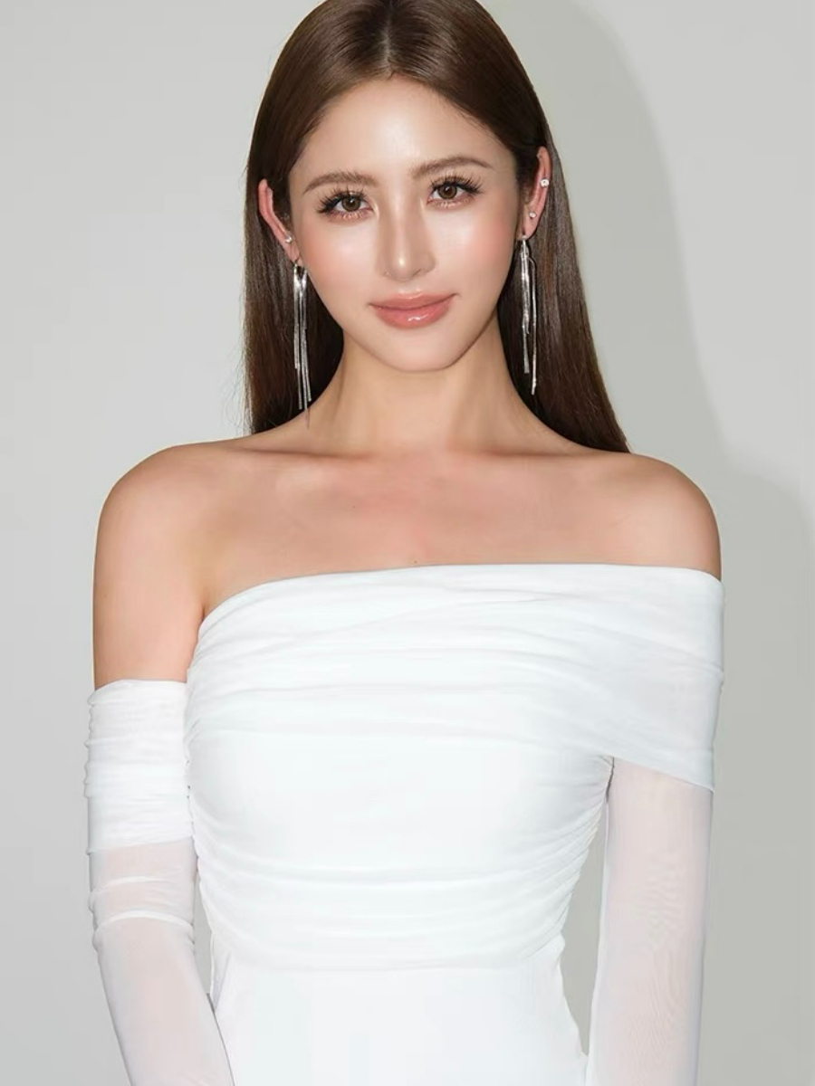 Fyrah Asymmetric Mesh Sleeve Top