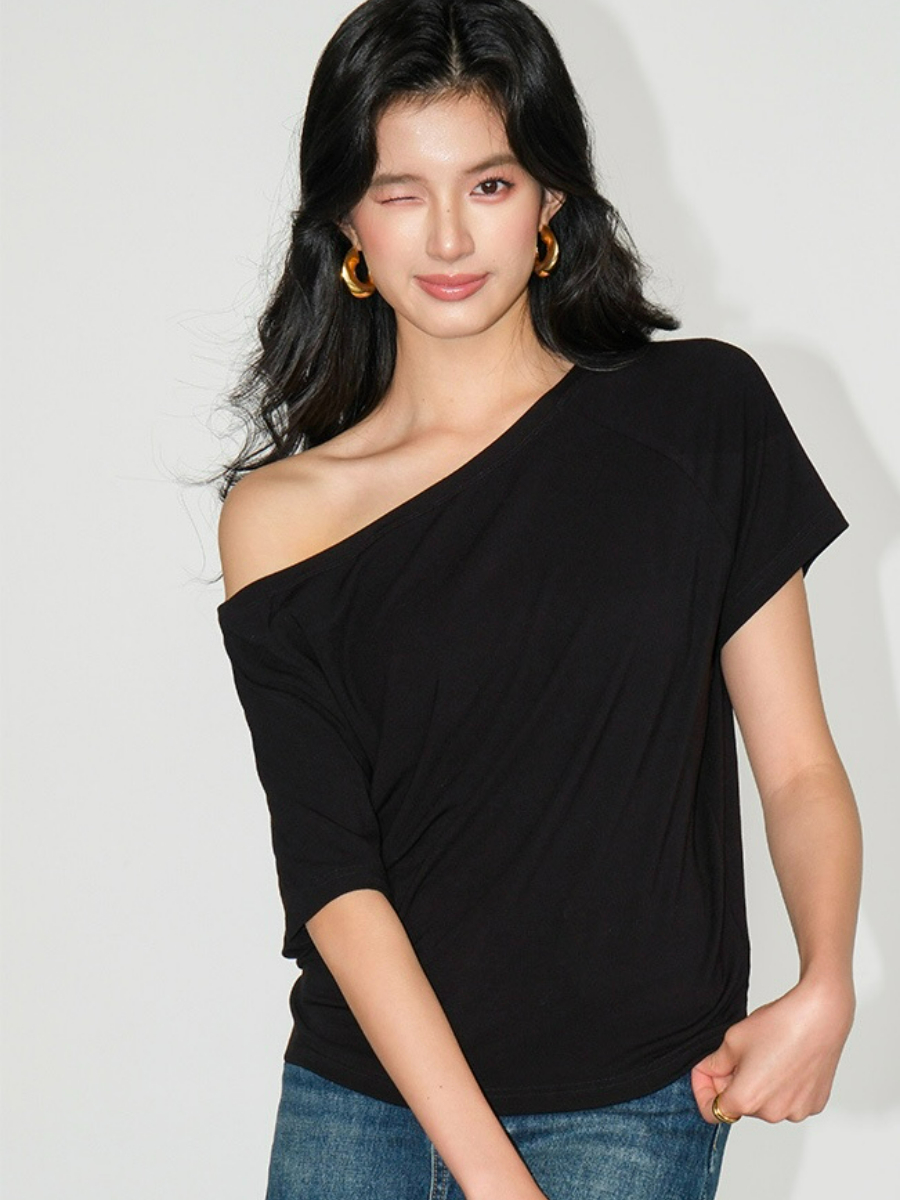 Jodie One Shoulder Knit Top-The Black Bow-