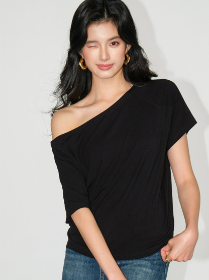 Jodie One Shoulder Knit Top-The Black Bow-