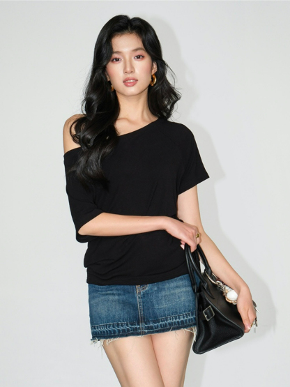Jodie One Shoulder Knit Top-The Black Bow-