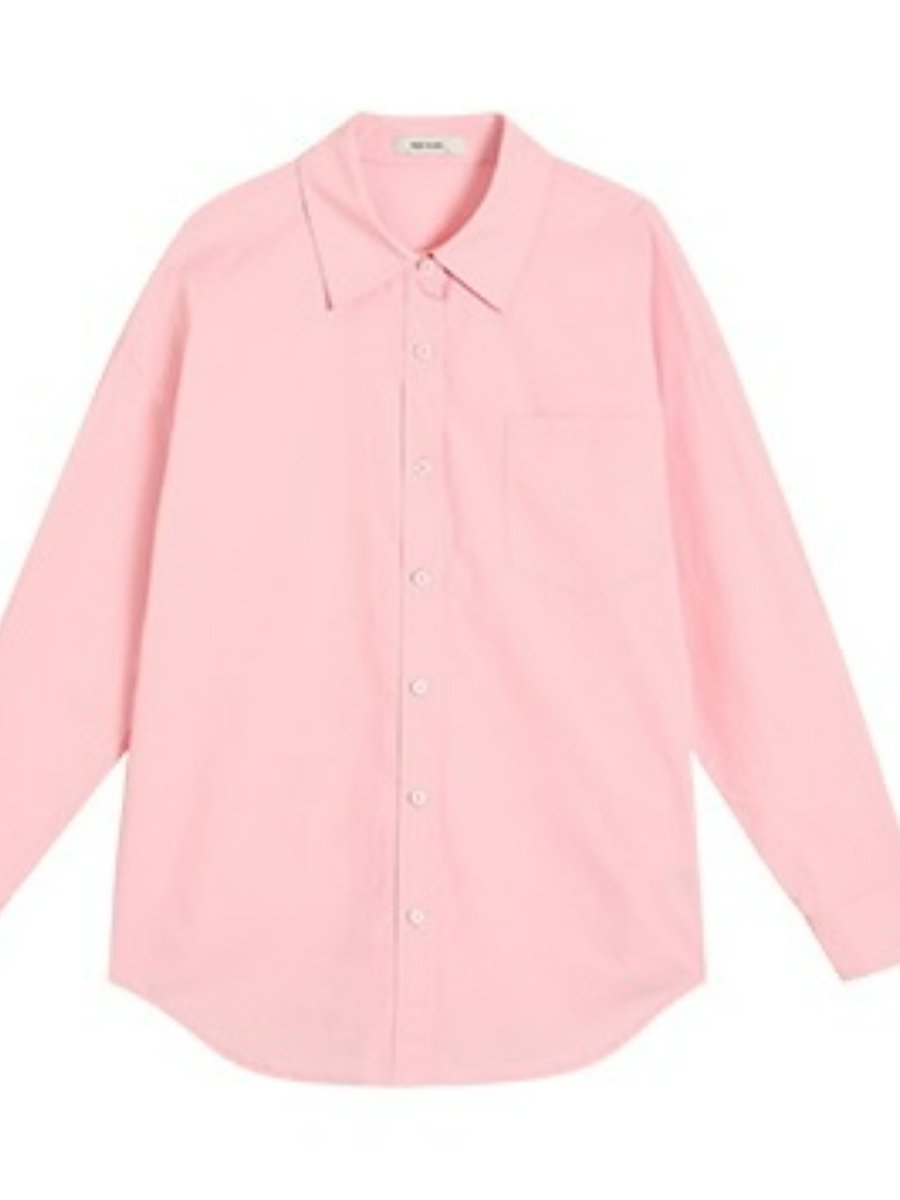 Kenna Oversized Cotton Shirt with Pocket-The Black Bow-