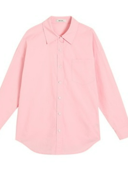 Kenna Oversized Cotton Shirt with Pocket-The Black Bow-
