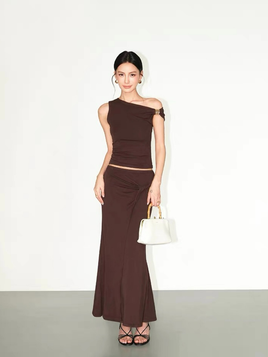 Fabriene Draped Top and Twist Knot Skirt (Top & bottoms sold seperately)