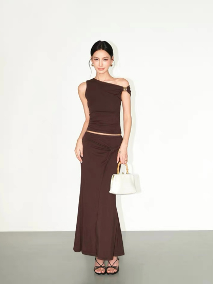 Fabriene Draped Top and Twist Knot Skirt (Top & bottoms sold seperately)