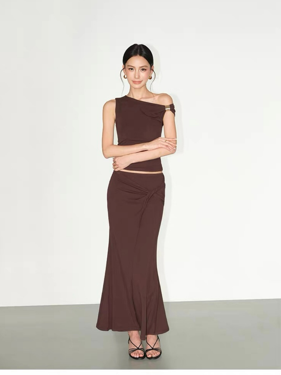 Fabriene Draped Top and Twist Knot Skirt (Top & bottoms sold seperately)