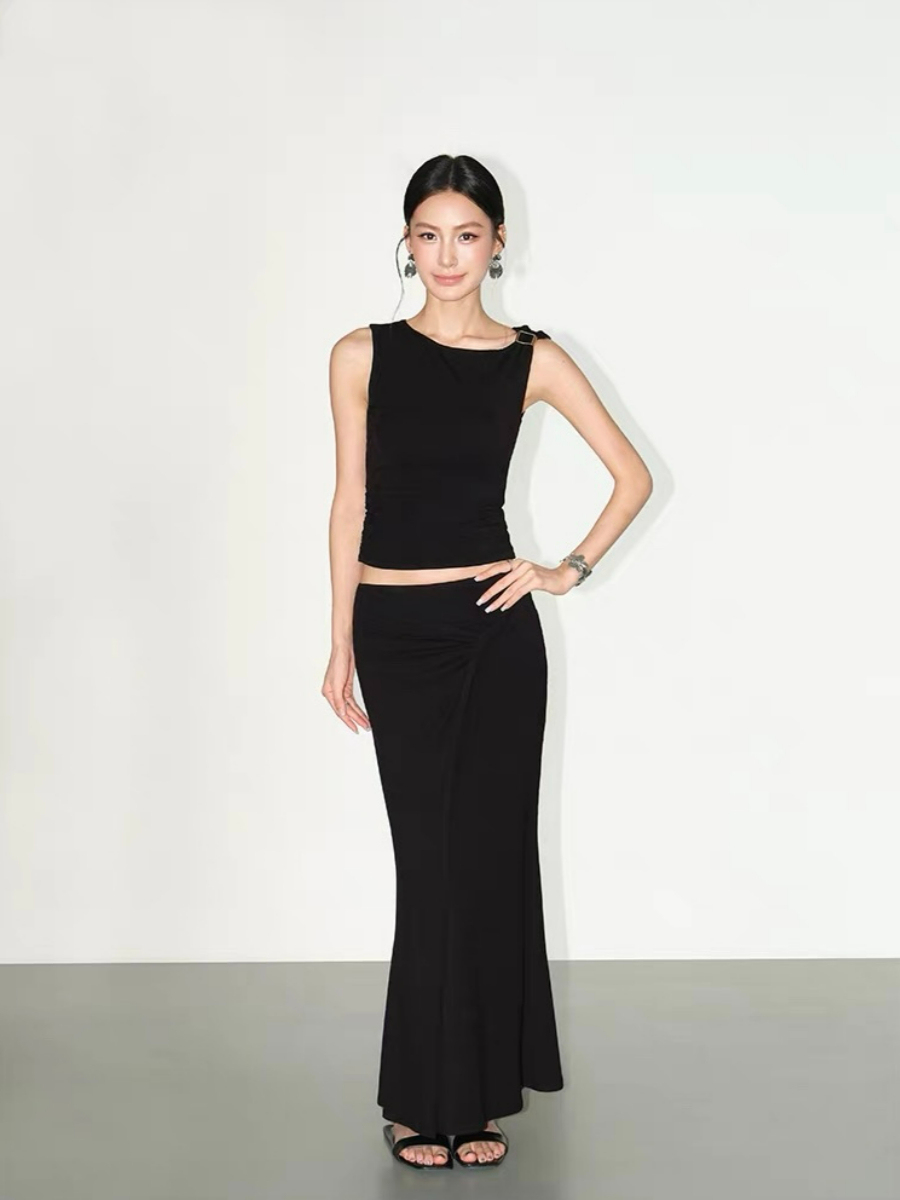 Fabriene Draped Top and Twist Knot Skirt (Top & bottoms sold seperately)