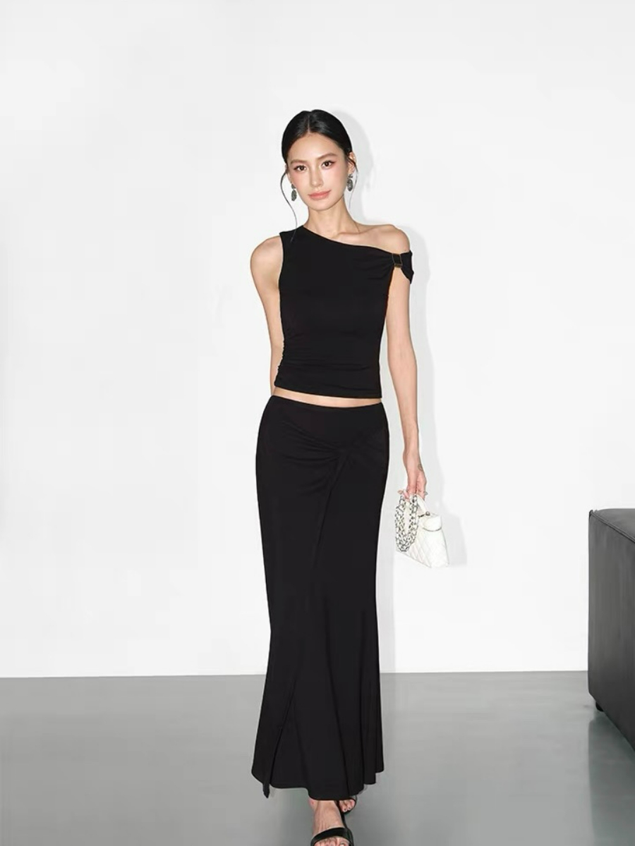 Fabriene Draped Top and Twist Knot Skirt (Top & bottoms sold seperately)