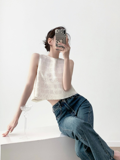 Natalie Sequin Crop Top-The Black Bow-