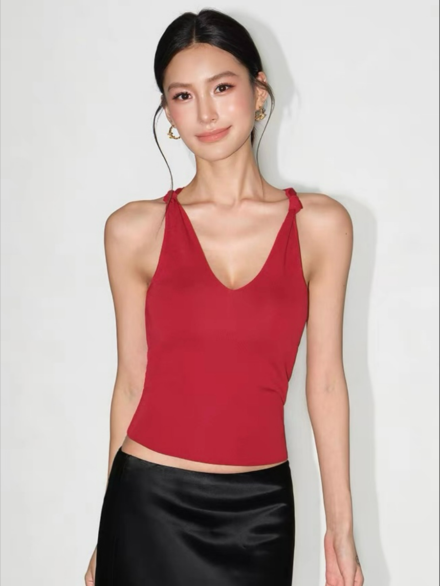 Francetta Shoulder Knot V-Neck Top