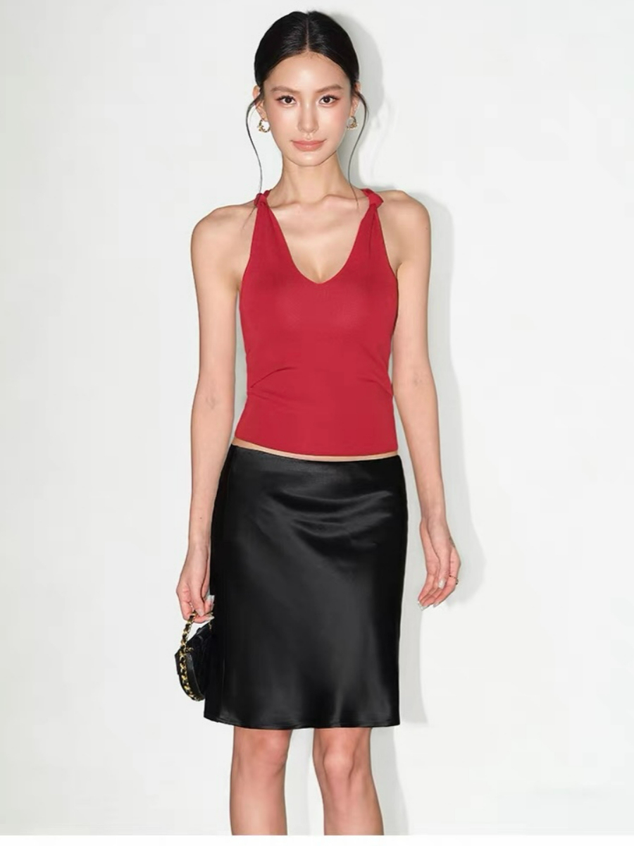 Francetta Shoulder Knot V-Neck Top