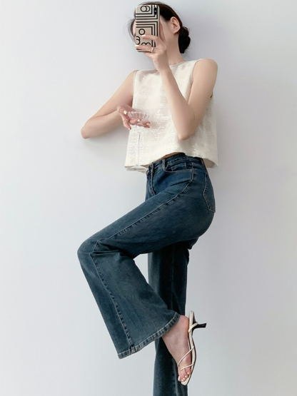 Natalie Sequin Crop Top-The Black Bow-