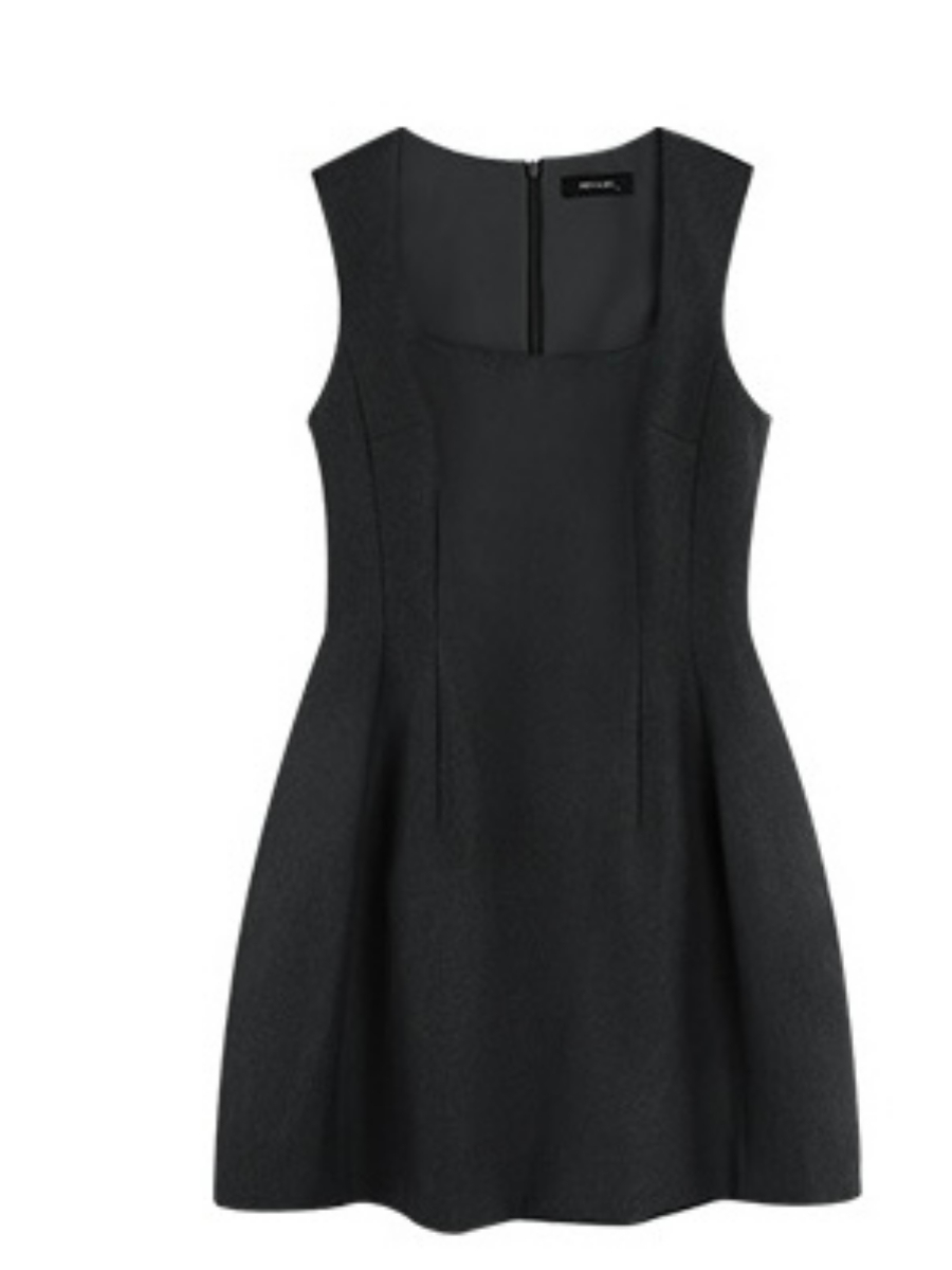 Jaime Squre Neck Mini Hem Dress-The Black Bow-