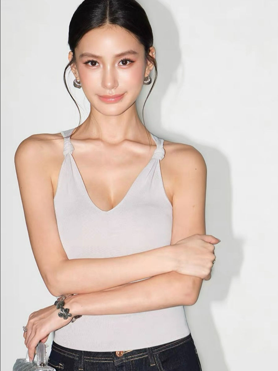 Francetta Shoulder Knot V-Neck Top