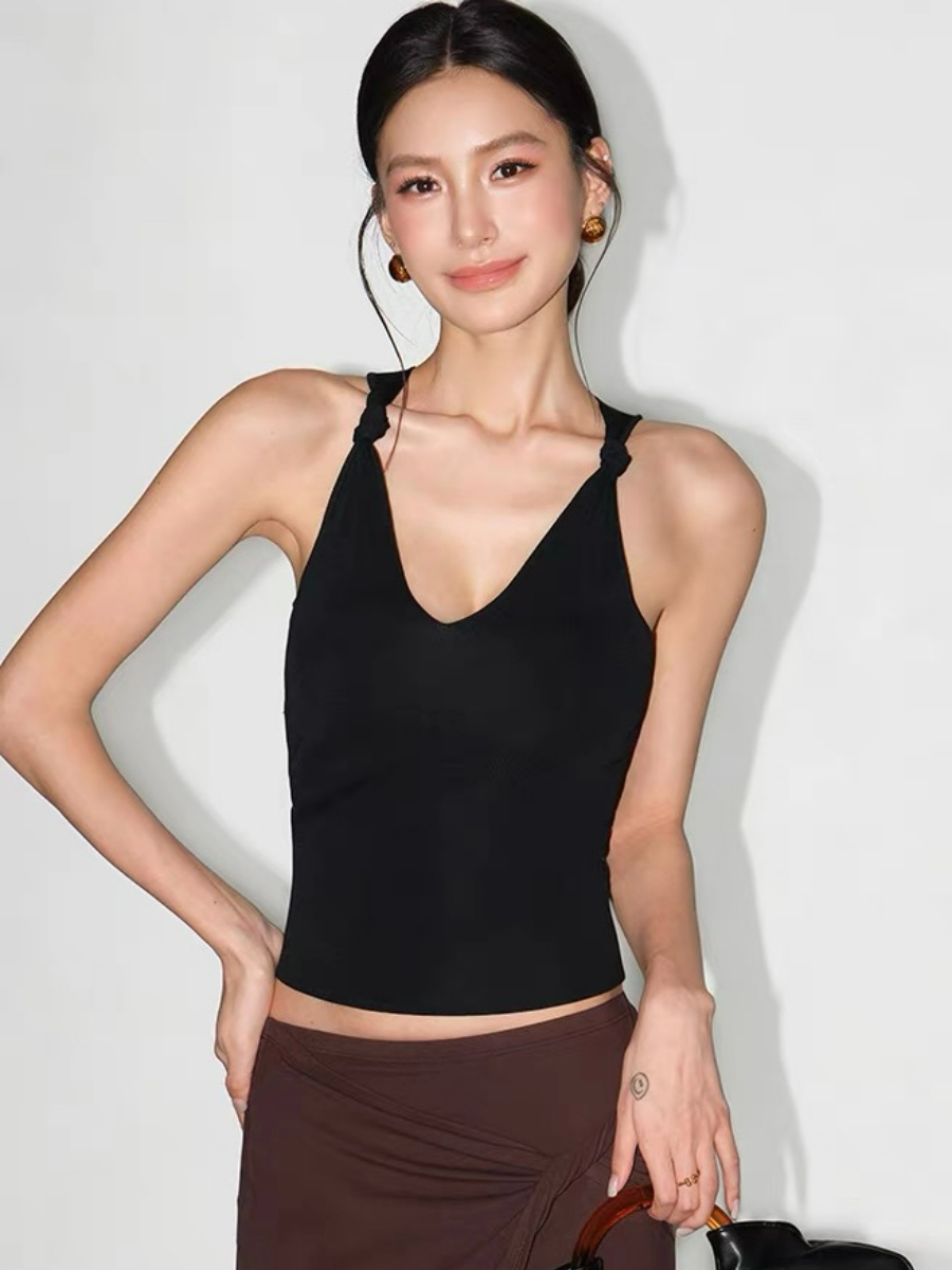 Francetta Shoulder Knot V-Neck Top