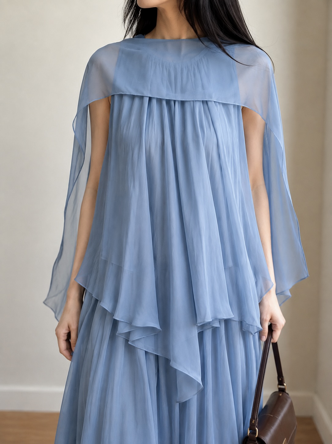 Cape-Drape Chiffon Top & Skirt (Sold Seperately)