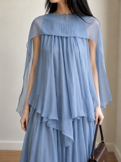 Cape-Drape Chiffon Top & Skirt (Sold Seperately)