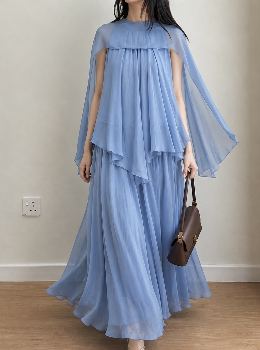 Cape-Drape Chiffon Top & Skirt (Sold Seperately)