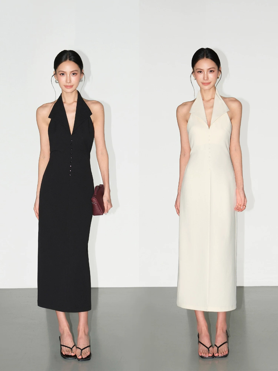 Fawne Halter Collar Low Back Dress