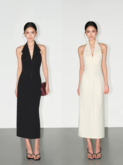 Fawne Halter Collar Low Back Dress