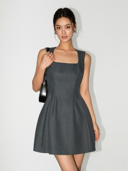 Jaime Squre Neck Mini Hem Dress-The Black Bow-