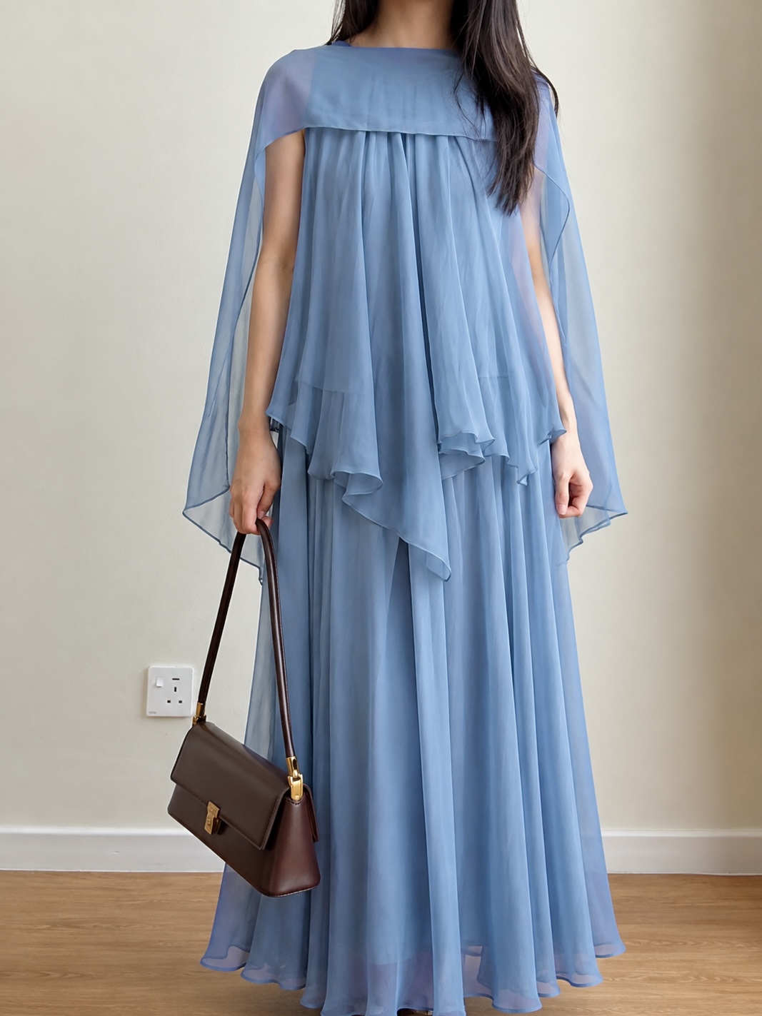 Cape-Drape Chiffon Top & Skirt (Sold Seperately)