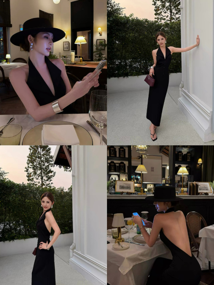 Fawne Halter Collar Low Back Dress