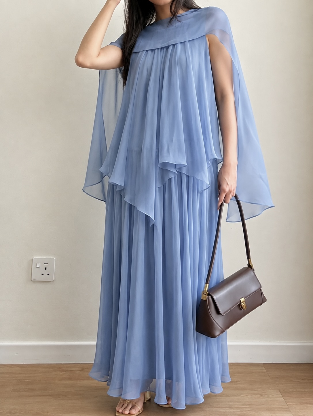 Cape-Drape Chiffon Top & Skirt (Sold Seperately)
