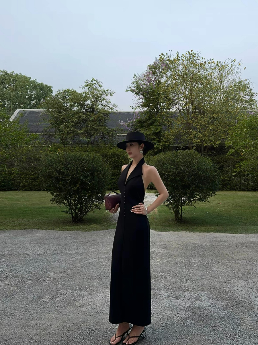 Fawne Halter Collar Low Back Dress